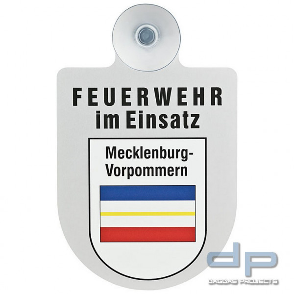 Alu Saugnapf Wappen Schild Feuerwehr im Einsatz mit Wappen Mecklenburg-Vorpommern