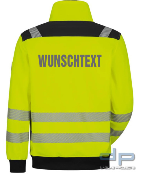 WARNSCHUTZ-SWEATJACKE in Gelb/Schwarz mit Aufdruck nach Wunsch