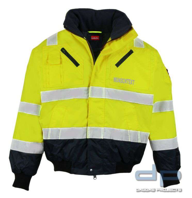 Pilotenwarnschutzjacke nach EN 20471 und EN 343 Neongelb/Marine