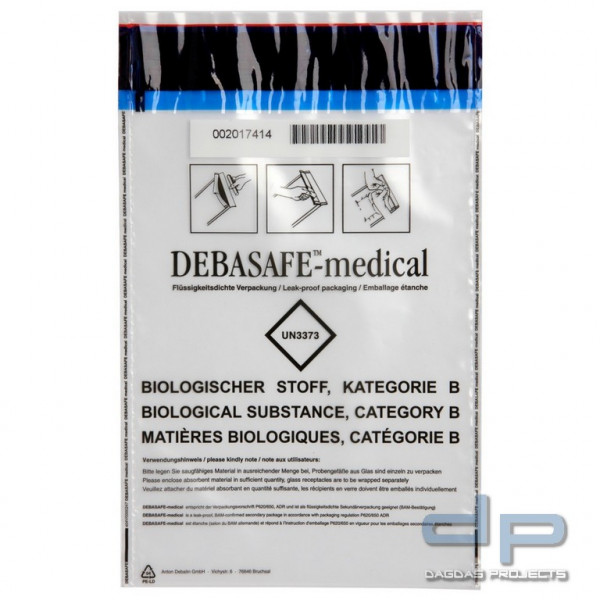 Debatin Sicherheitstaschen DEBASAFE medical, 225 x 390 mm 100er Pack