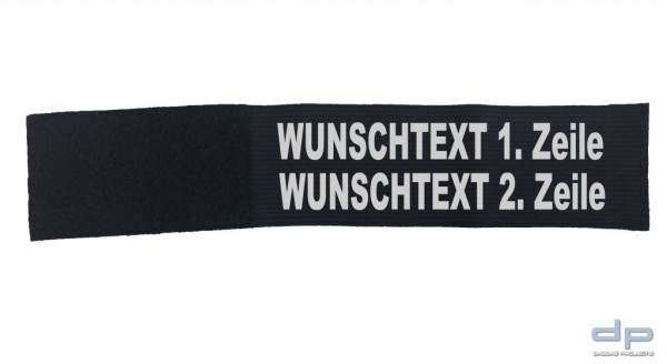 Behörden Klettarmbinde schwarz mit Wunschaufdruck 2 zeilig