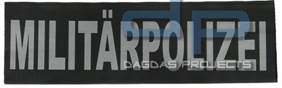 Reflektierender Schriftzug Klein Militärpolizei Maße 13x3,8 cm