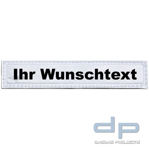 Reflexschild - glänzend - Klett - 13x2,5cm - weiß - Wunschtext