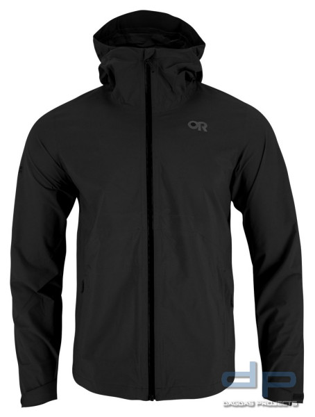 Outdoor Research - Stratoburst Stretch Rain Jacket (Nässeschutz Jacke) in Schwarz und Ranger Green