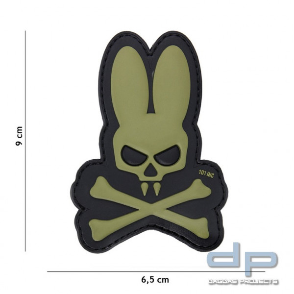 Emblem 3D PVC Skull Bunny grün