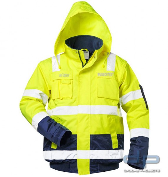 Behörden Warnschutz Jacke mit Aufdruck nach Wunsch in reflektierend silber in Gelb/Marine