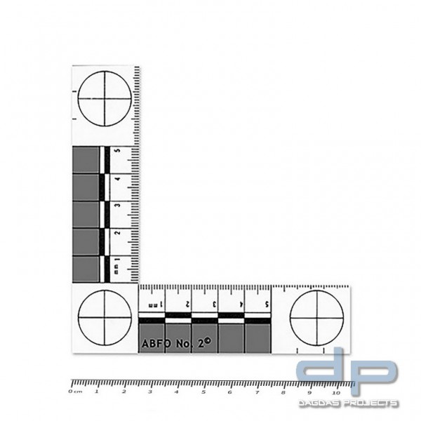 ABFO Nr. 2 Beweisfoto Winkel-Maßstab Bissabdrücke (105 x 105 mm)