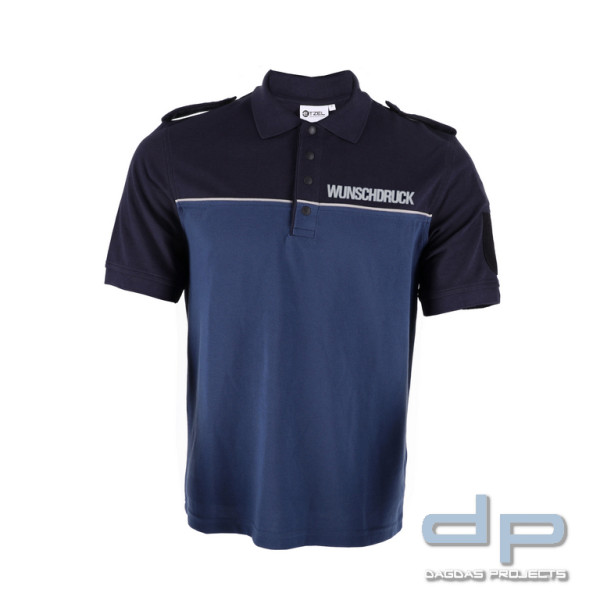 ETZEL® Poloshirt NRW, blau/dunkelblau mit Wunschaufdruck