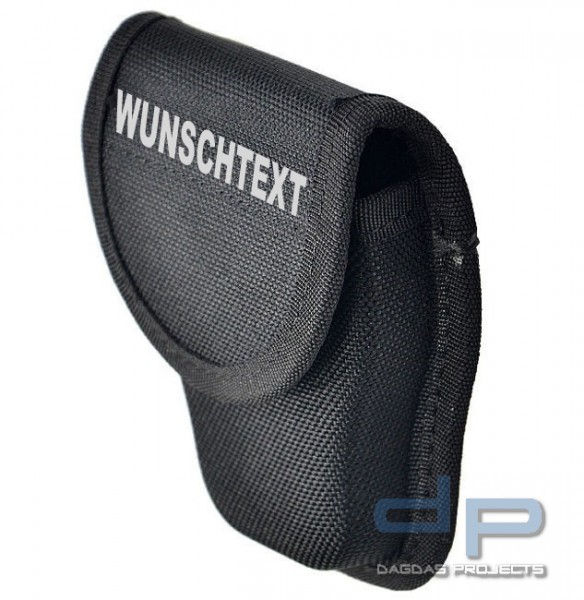 Behörden Handschellentasche schwarz mit Wunschaufdruck in reflex silber