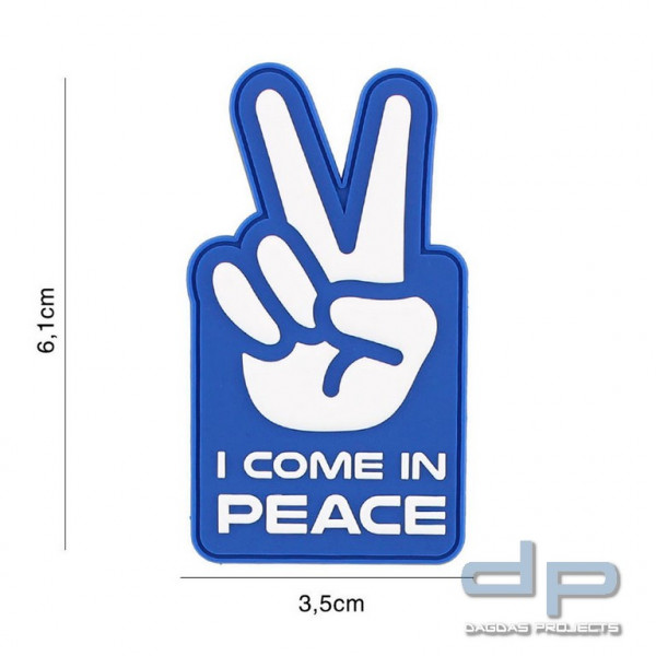 Emblem 3D PVC I come in peace blau