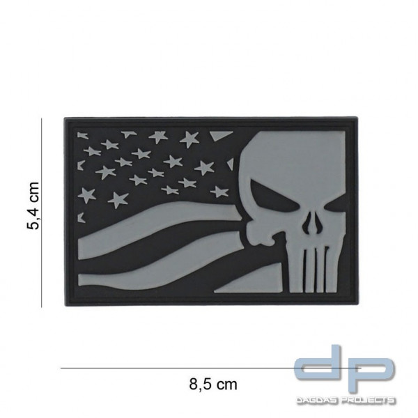 Emblem 3D PVC Punisher USA flag grey