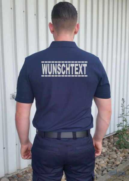 ETZEL Dienstpoloshirt unisex mit Wunschaufdruck und gestrichelte Linien in reflex silber