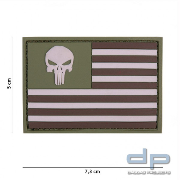 Emblem 3D PVC Punisher USA Flagge gedämpft