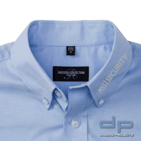 Kurzärmliges Hemd in oxford blau mit Aufdruck MSS am Kragen