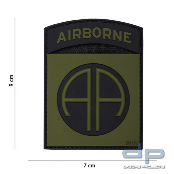 Emblem 3D PVC Airborne 82nd grün