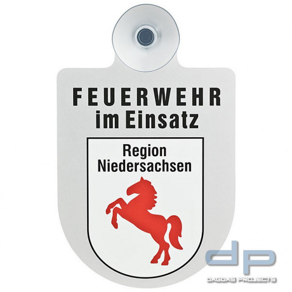 Alu Saugnapf Wappen Schild Feuerwehr im Einsatz mit Wappen Niedersachsen