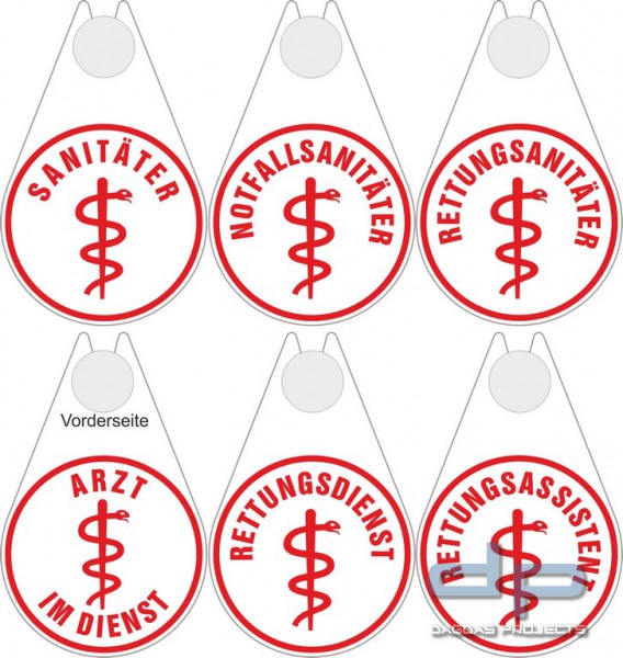 Warnschild Autoplakette in Tropfenform mit Saugnapf - weiß - 10cm rund - mit Wunschtext