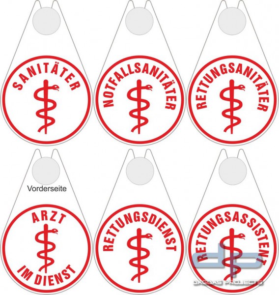 Warnschild Autoplakette in Tropfenform mit Saugnapf - weiß - 10cm rund - mit Wunschtext