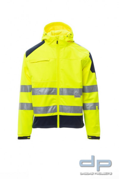 Payper Behörden Warnschutz Softshelljacke &quot;SHINE 2.0&quot; in verschiedenen Farben mit Aufdruck nach Wuns