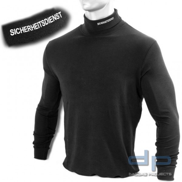 Rollkragenpullover, bestickt &quot;SICHERHEITSDIENST&quot;, Stick in silber