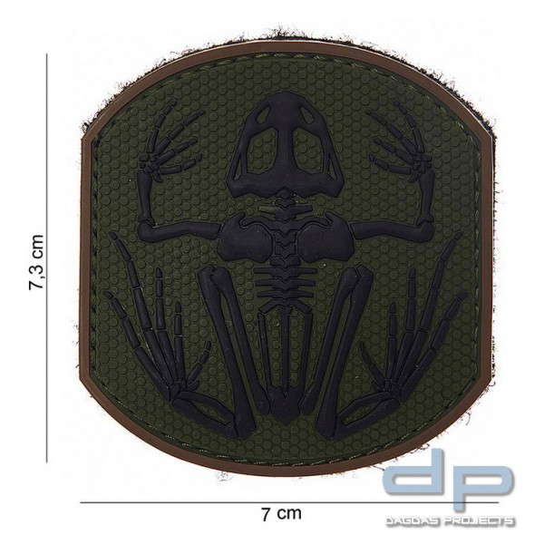 Emblem 3D PVC Frog Skeleton Oliv