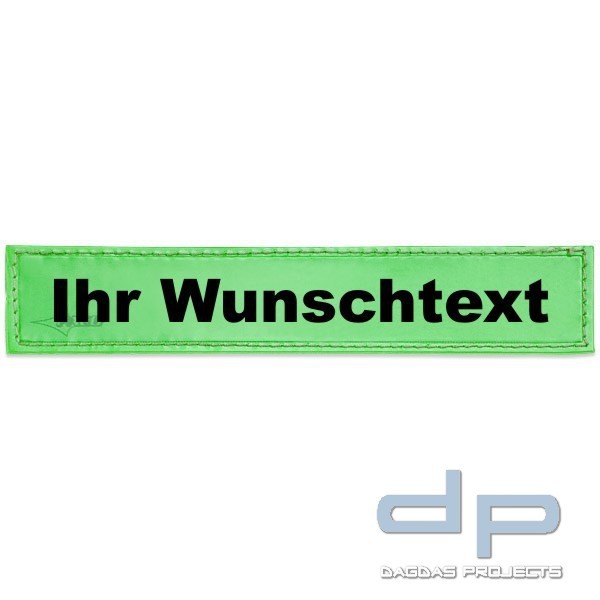 Reflexschild - glänzend - Klett - 13x2,5cm - leuchtgrün - Wunschtext