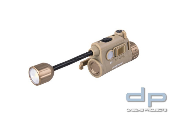 NEXTORCH rStar - Taktische Helmlampe mit Rail-Montage und 4 Farben (Weiß/Rot/Grün/IR). Farbe: Sand
