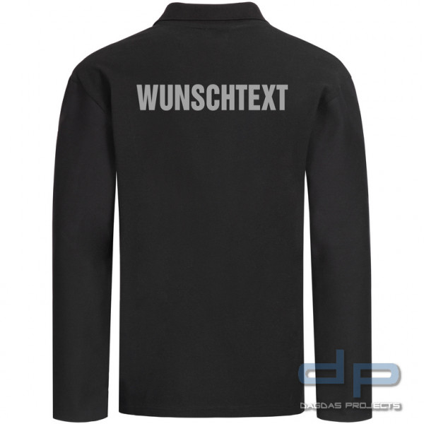 Brunnirok Armschutz-Poloshirt Augsburg Schwarz mit Wunschaufdruck in reflex silber