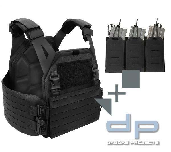 WAS LASER CUT LOW PROFILE PLATE CARRIER V1 + DETACHABLE TRIPLE BUNGEE 5.56 PANEL SET