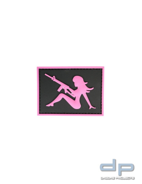 Klettabzeichen GIRL WITH PISTOL - gummiert, 70x50 mm