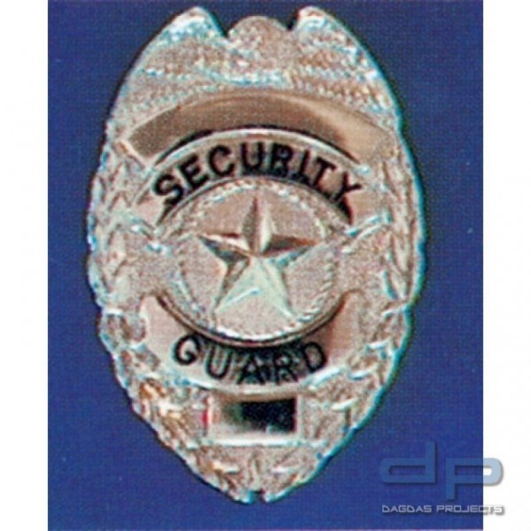 Internationales Abzeichen Security Guard - 6cm - silberfarben - Massives Metallabzeichen mit Ansteck