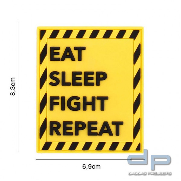 Emblem 3D PVC Eat sleep fight repeat gelb