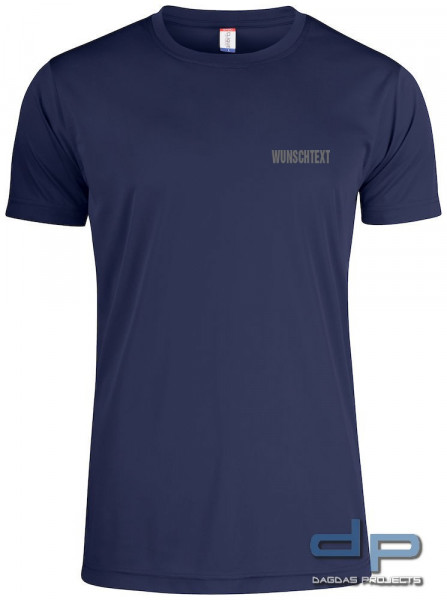 Basic Active-T in Navy mit Aufdruck "Notfallsanitäter" in Neongelb, Größe: L