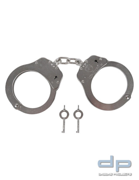 COP® 0109DA Stahlhandfessel mit Kette mit Double Lock, beidseitig schließbar