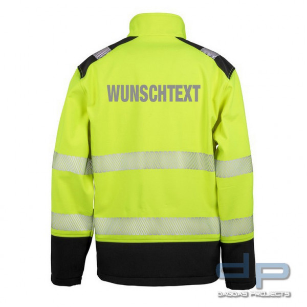 Printable Ripstop Safety Softshell Jacket Gelb/Schwarz mit Aufdruck nach Wunsch Größe: L