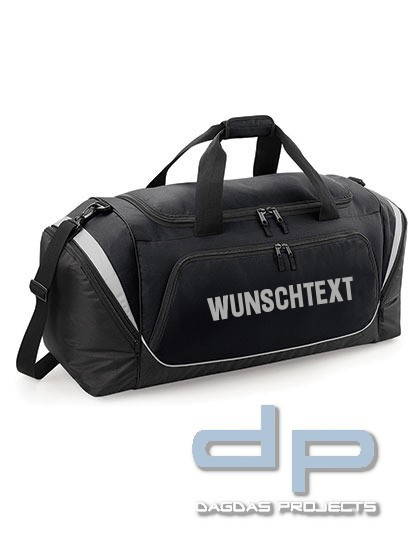 Pro Team Jumbo Kit Bag in Schwarz und Navy mit Aufdruck nach Wunsch