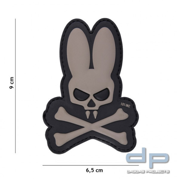 Emblem 3D PVC Skull Bunny grau