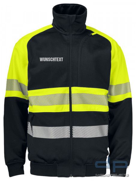 Projob 6120 SWEATJACKE EN ISO 20471 KLASSE 1 in Gelb/Schwarz mit Aufdruck nach Wunsch auf Brust und