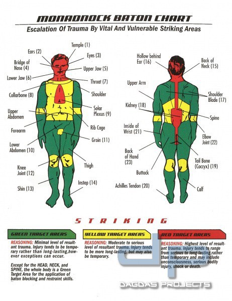 MONADNOCK Karte Baton Chart &quot;Vital- und Schmerzpunkte&quot; farbig