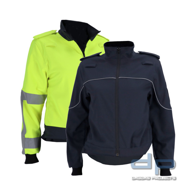 ETZEL® Softshell Wendejacke NRW, dunkelblau/neongelb