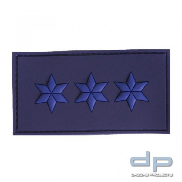 Klettabzeichen POLIZEIOBERMEISTER 75 x 40 mm, blau / 3 blaue Sterne