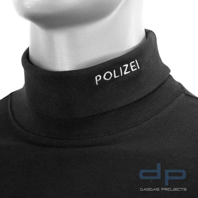 Rollkragenpullover, bestickt POLIZEI, Stick in weiß Dagdas
