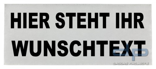 Reflexschild - matt,Klett - 42x16cm - silber - Wunschtext