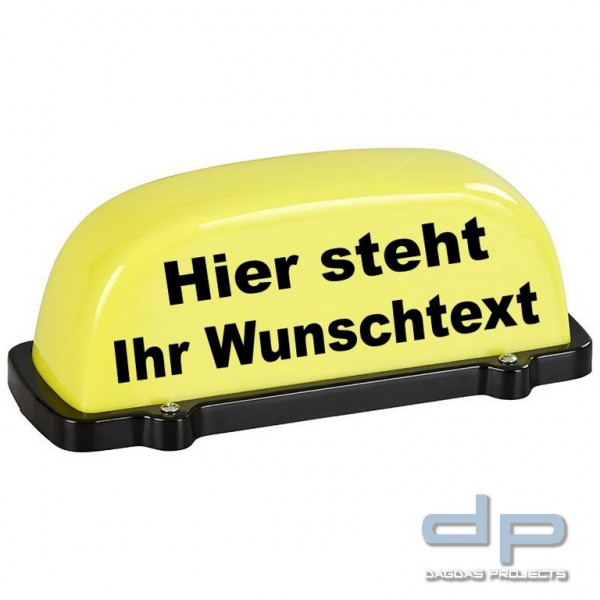 Dachschild City - gelb - Wunschtext - unbeleuchtet - Dachaufsetzer