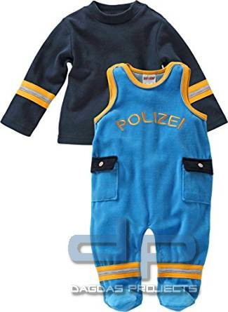 Babystrampler Polizei aus Nickistoff 2teilig mit Langarmshirt