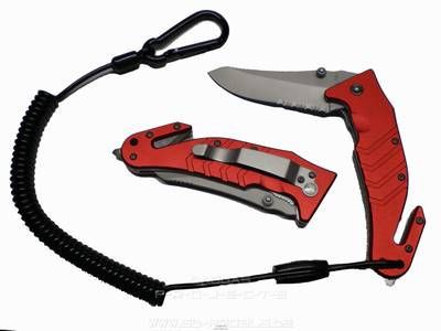 Einhand Rettungsmesser rot Firefighter II mit Clip &amp; Spirale