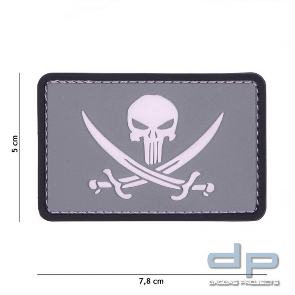 Emblem 3D PVC Punisher Pirate Grau/Weiss