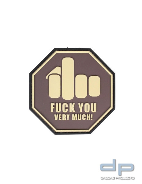 Klettabzeichen MIDDLE FINGER- gummiert, 80,x80 mm in Coyote