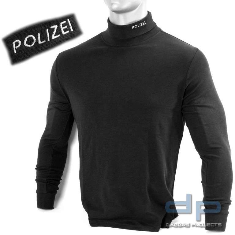 Rollkragenpullover, bestickt POLIZEI, Stick in weiß Dagdas