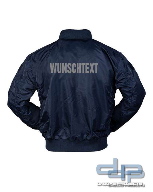 Bomberjacke mit Aufdruck nach Wunsch in reflex silber Behörden
